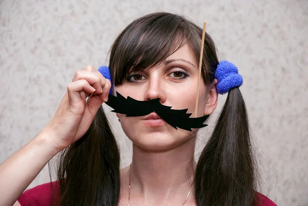 Mujer con bigote — Foto de Stock