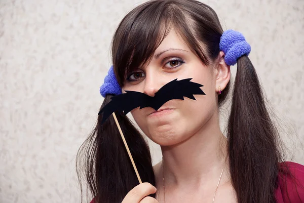 Woman with mustache — Stock Photo, Image