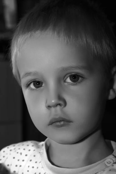 Black and White portrait of boy. — Stock Photo, Image