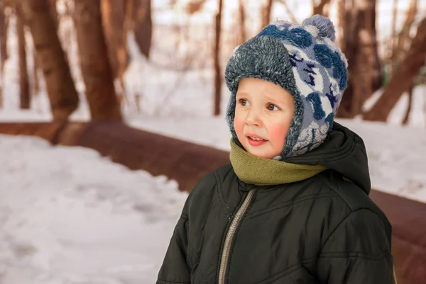 Lille dreng om vinteren - Stock-foto