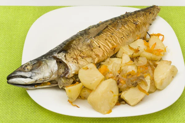 Mackerel baked with vegetables — Stock Photo, Image