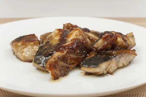 Grilled mackerel with teriyaki sauce — Stock Photo, Image