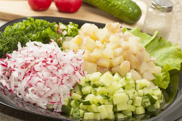 Verduras cortadas en cubitos — Foto de Stock