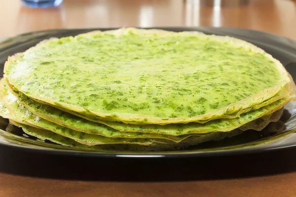 Pancakes with spinach — Stock Photo, Image