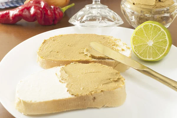 Sandwiches with liver pate — Stock Photo, Image