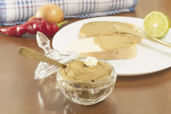 Sandwiches with liver pate — Stock Photo, Image