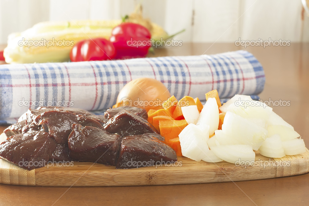 slices of raw beef liver