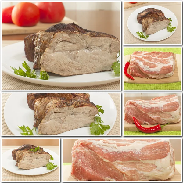 Collage of pork foods — Stock Photo, Image