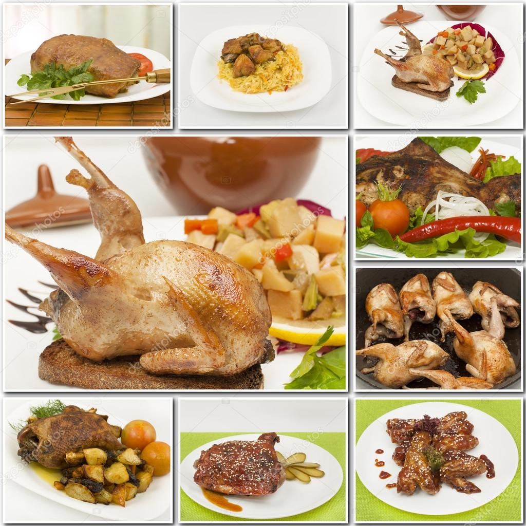 collage of different poultry foods