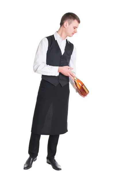 Waiter with champagne bottle — Stock Photo, Image