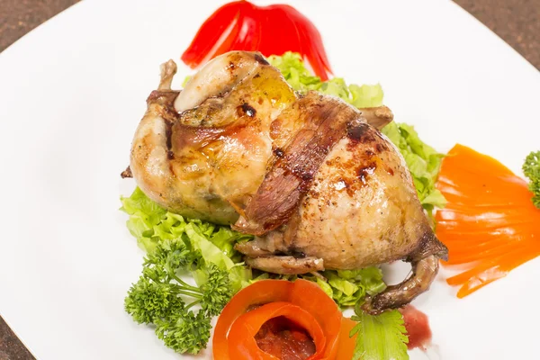 Roasted stuffed quail — Stock Photo, Image