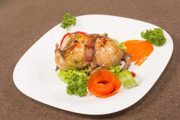 Roasted stuffed quail — Stock Photo, Image