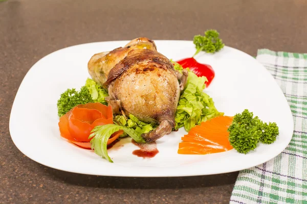 Roasted stuffed quail — Stock Photo, Image