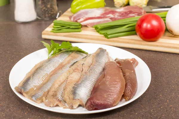 Herring fillet with caviar — Stock Photo, Image