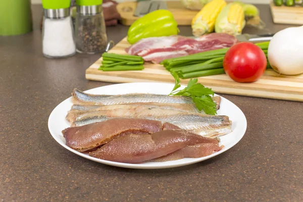 Herring fillet with caviar — Stock Photo, Image