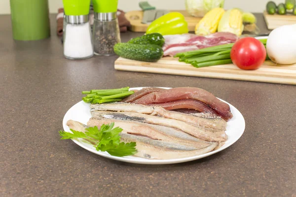 Herring fillet with caviar — Stock Photo, Image