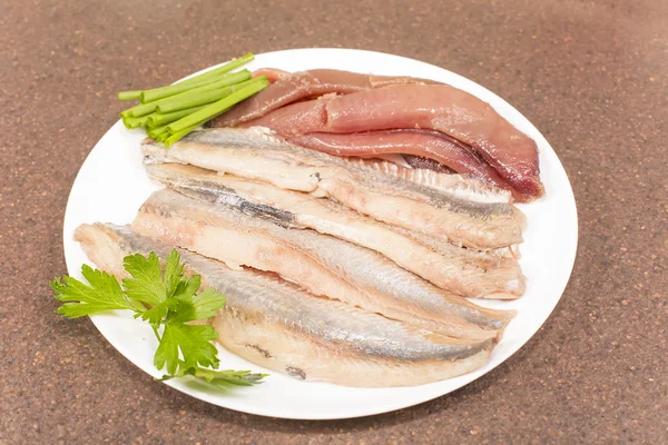 Herring fillet with caviar — Stock Photo, Image