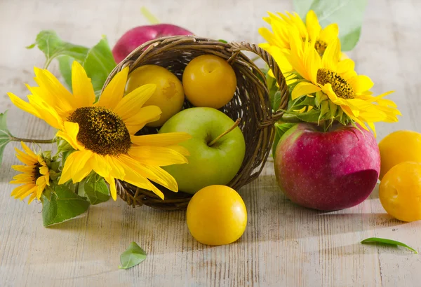 Group of fruits in basket — Stock Photo, Image