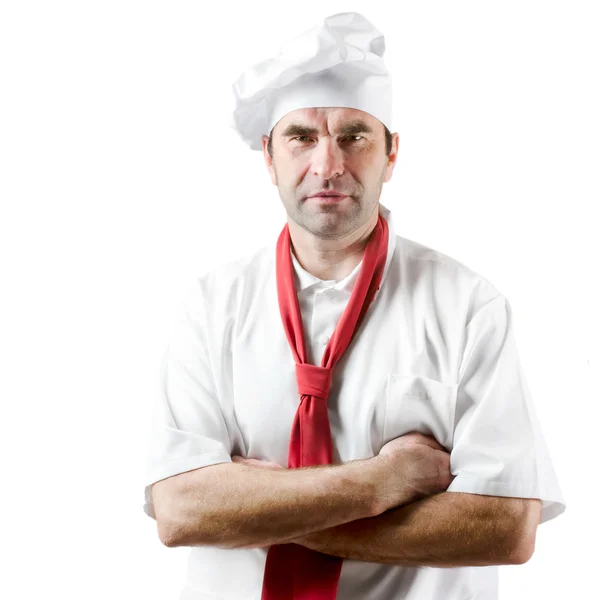 Chef-kok geïsoleerd op wit — Stockfoto
