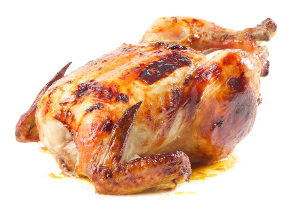 Жареный цыпленок на белом фоне — стоковое фото