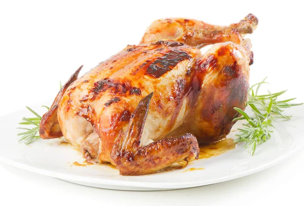 Pečené kuře izolovaných na bílém pozadí — Stock fotografie