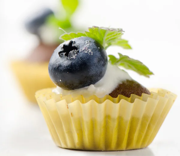 Cupcakes with fresh blueberries — Stock Photo, Image