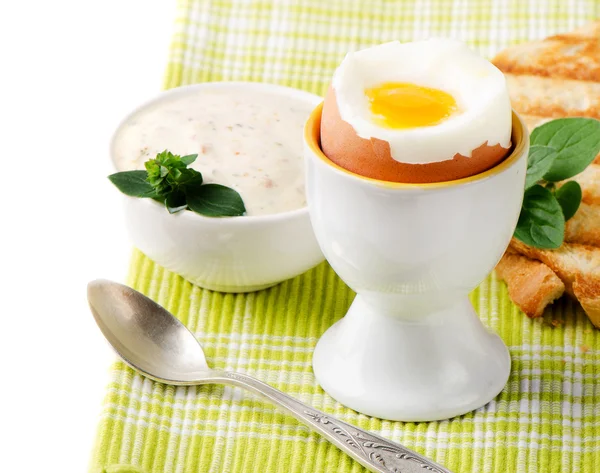 Soft boiled eggs with toast — Stock Photo, Image