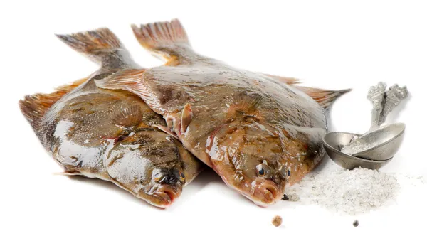 Flounder with salt — Stock Photo, Image