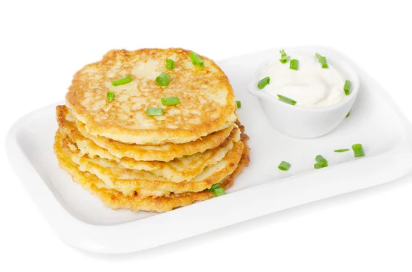 Pancake di patate con panna acida — Foto Stock