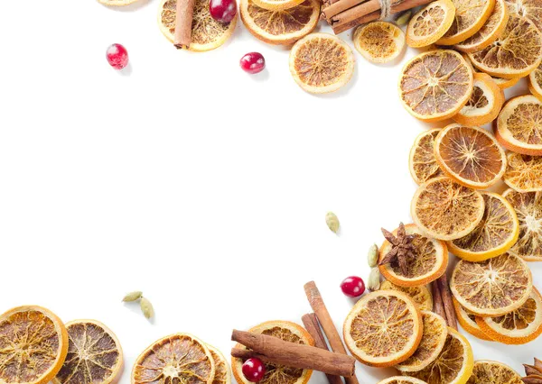 Spices and dried oranges — Stock Photo, Image