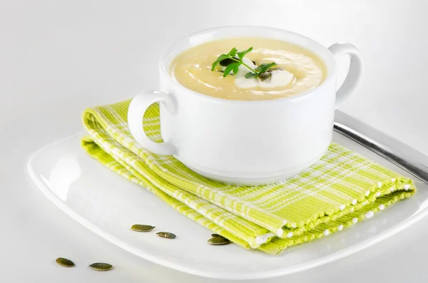 Creamy pumpkin soup — Stock Photo, Image