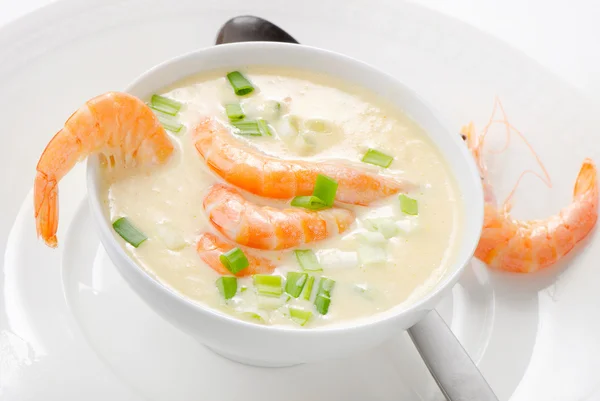 Krémes leves tengeri ételekkel — Stock Fotó