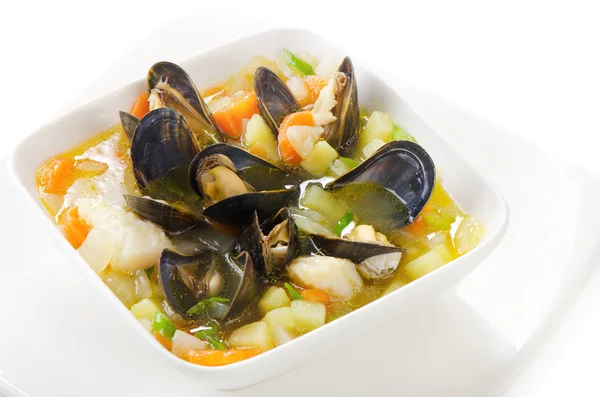 Fresh seafood soup — Stock Photo, Image