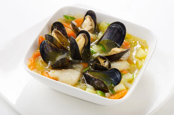 Fresh seafood soup — Stock Photo, Image