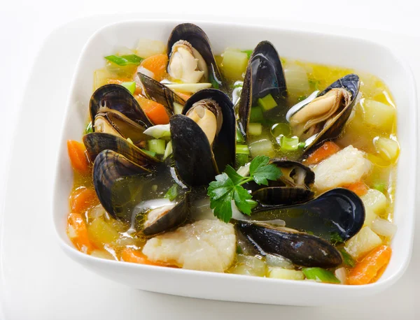 Fresh seafood soup — Stock Photo, Image