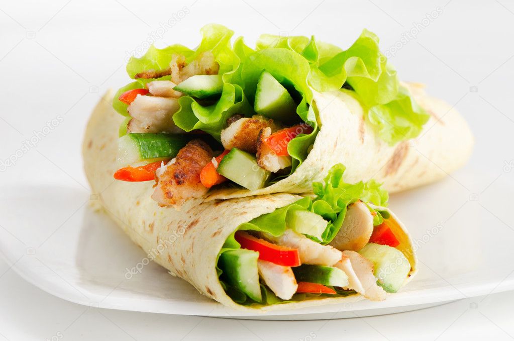 Tortilla chicken wraps — Stock Photo © bit245 22901162