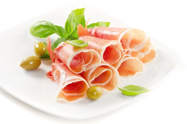 Slices of cured ham — Stock Photo, Image