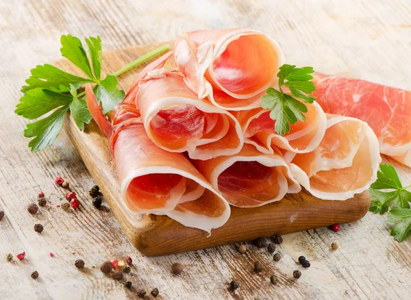 Slices of cured ham — Stock Photo, Image