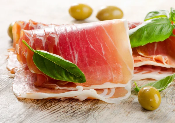 Slices of cured ham — Stock Photo, Image