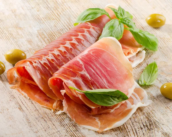 Slices of cured ham — Stock Photo, Image