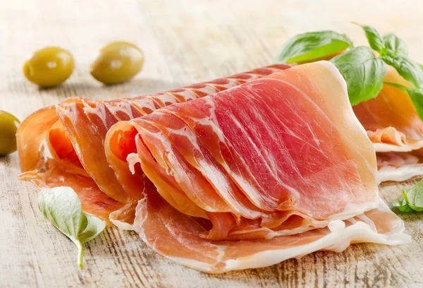 Slices of cured ham — Stock Photo, Image