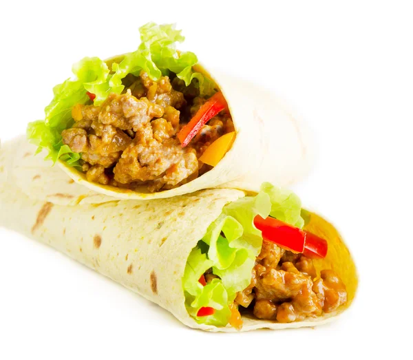 Tortilla wraps with meat and vegetables Stock Picture