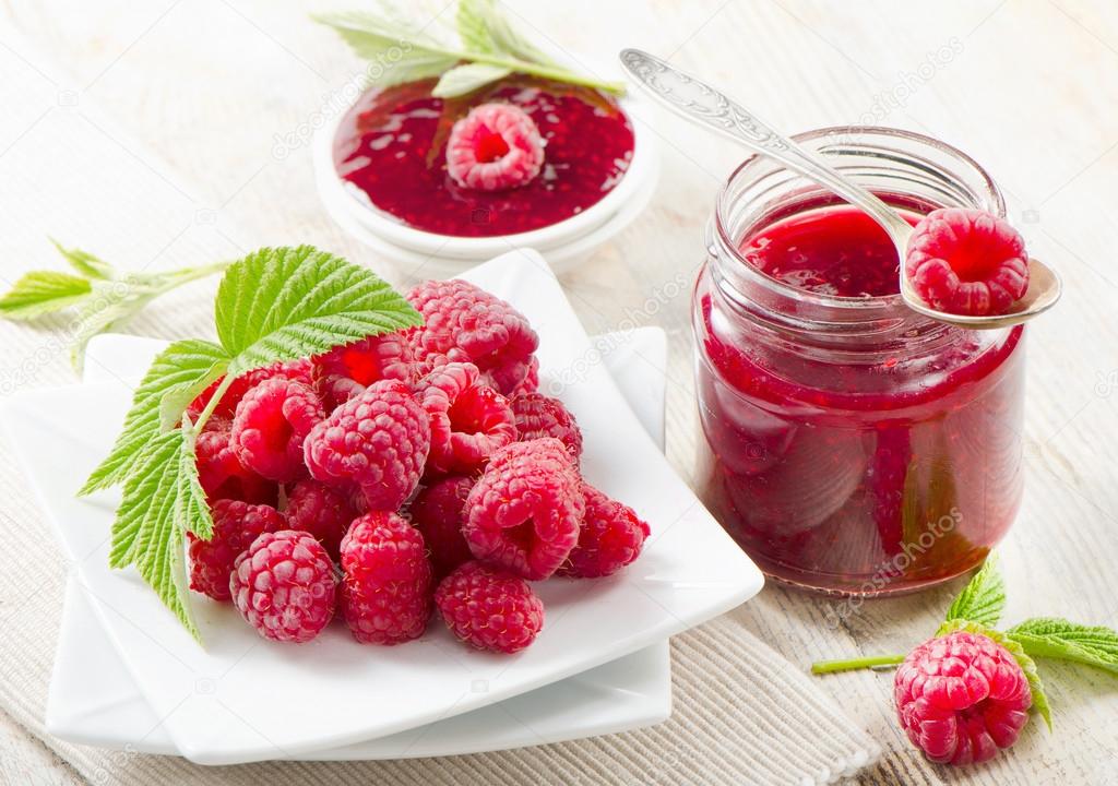 Fresh raspberries jam Stock Photo by ©bit245 28255065