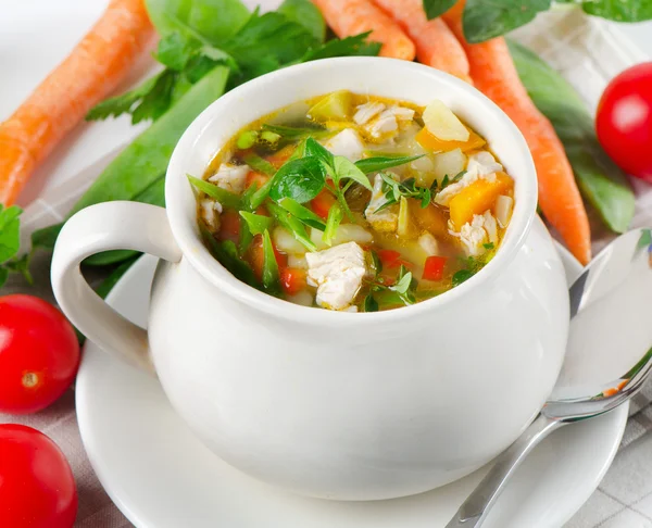 Vegetable chicken Soup — Stock Photo, Image