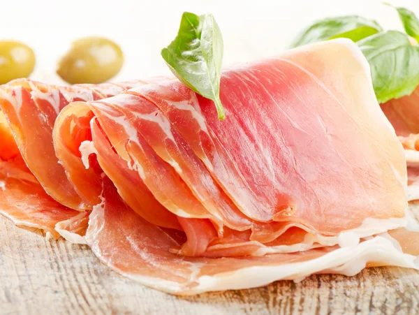 Slices of cured ham — Stock Photo, Image