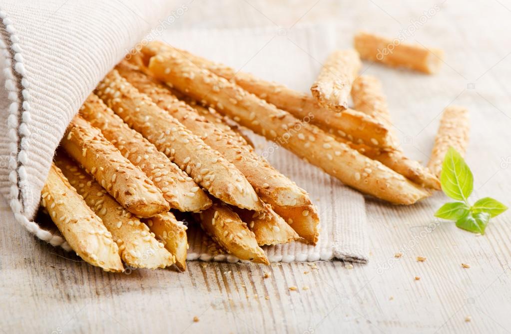 Bread sticks with sesame