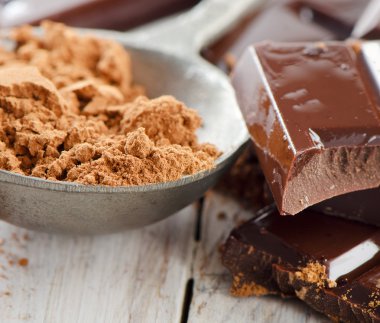kakao tozu ve kırılmış çikolata bar