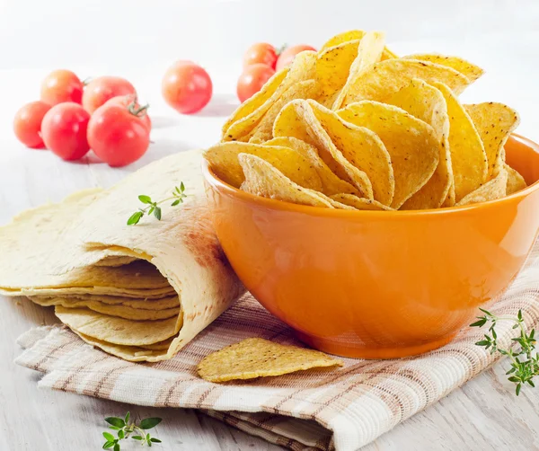 Tortilla's en chips — Stockfoto