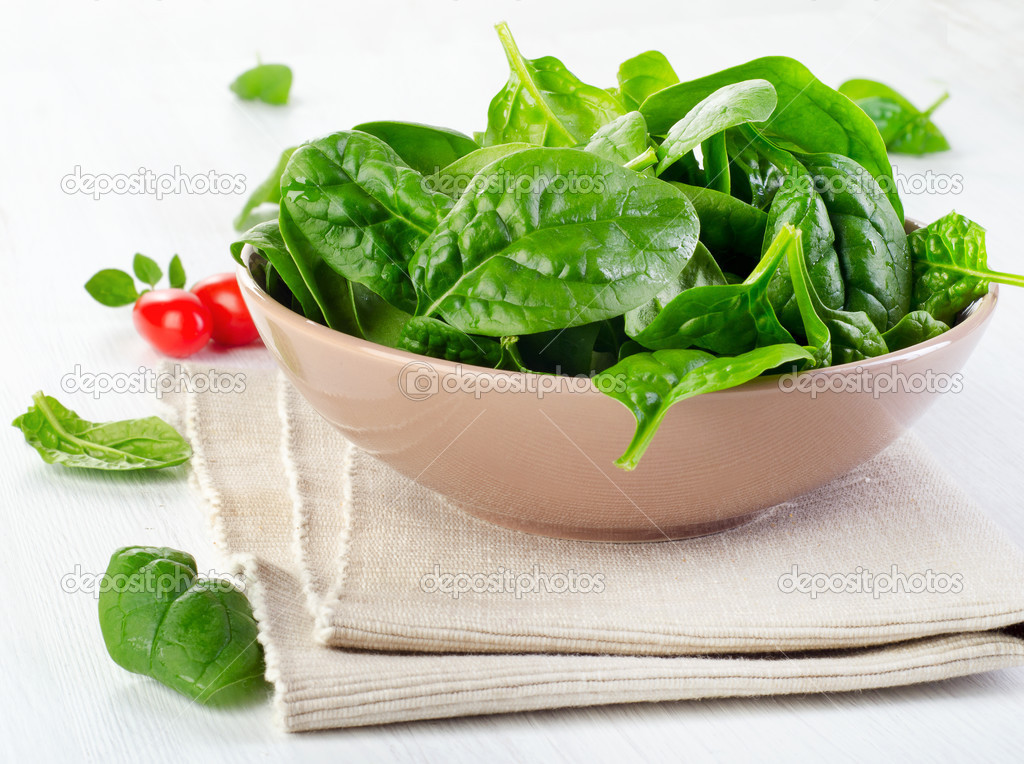Fresh green spinach leaves