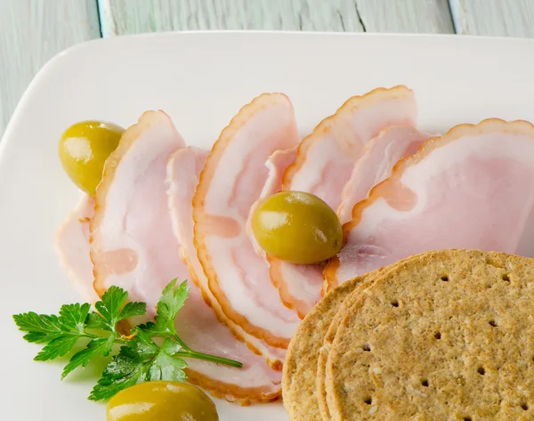 Plakjes ham . — Stockfoto